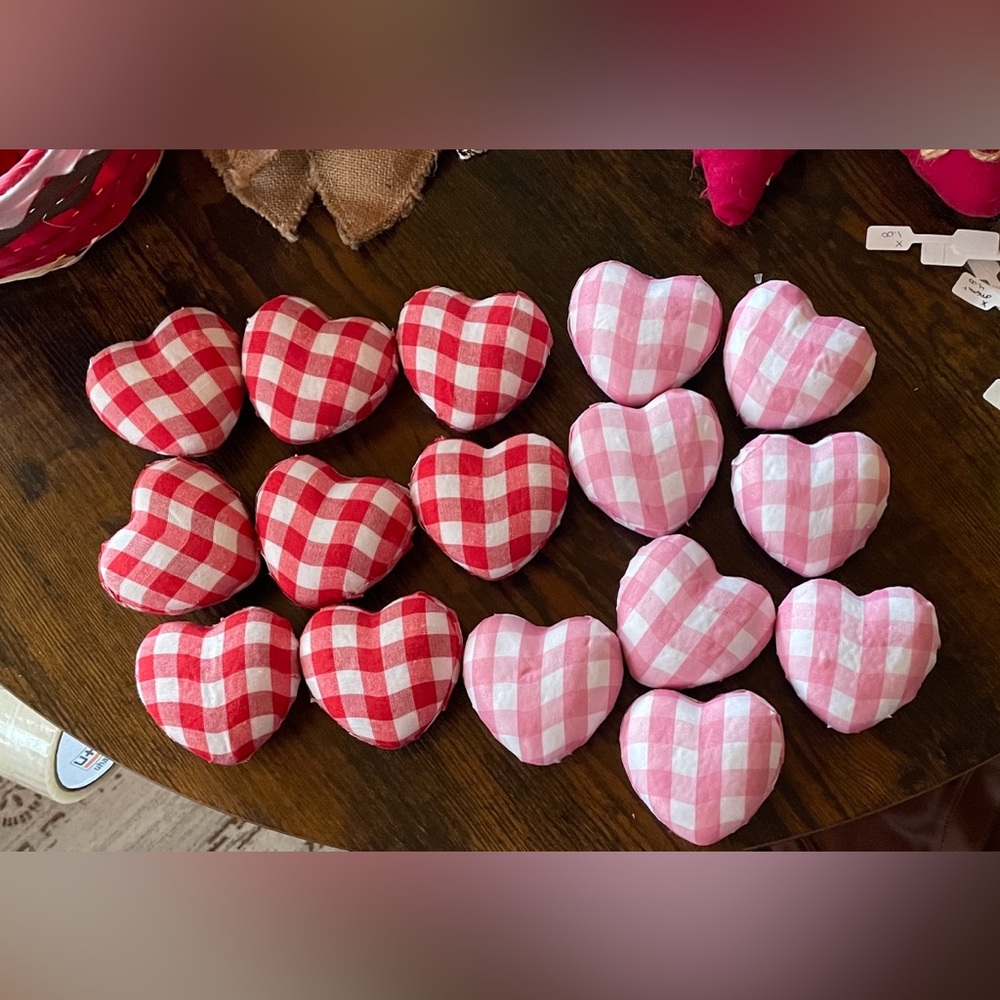 Red and Pink Checkered Hearts